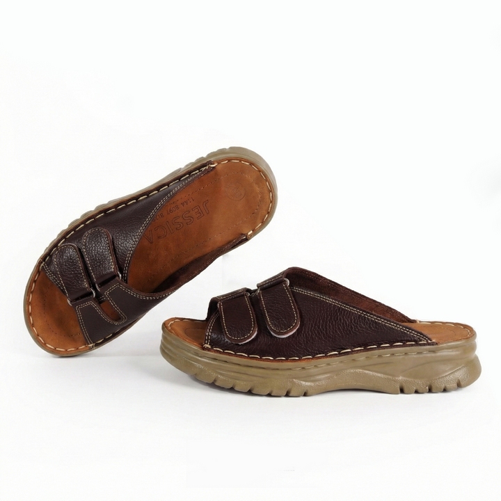  سابوه حريمي جلد طبيعي لون بني بخياطة هاند ميد ونعل طبي مريح مع كعب 2 سم